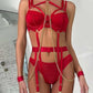 ❤️ Red Hot Lace Lingerie Set – With Belt & Chain/Ring Details ❤️